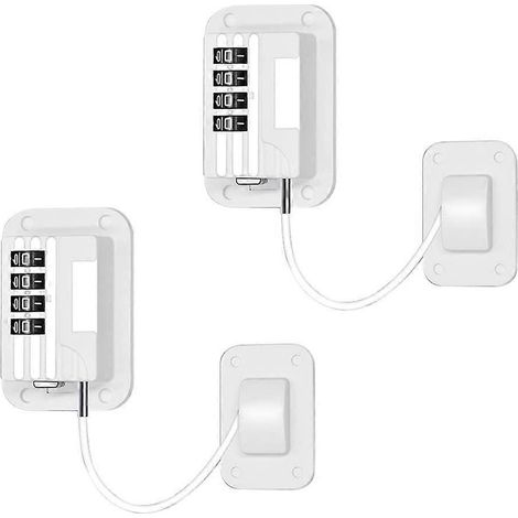 Cadenas à code pour réfrigérateur, lot de 2, sans perçage, pour réfrigérateurs et caves à vin (blanc). (1/5)