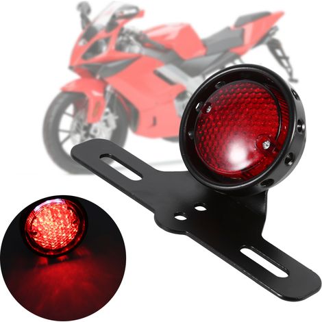 Feu arrière rétro pour moto, noir, à LED, avec boîtier rouge (lumière rouge) (La marque déposée Harley GBC enfreint les droits d'auteur et ne peut être vendue aux États-Unis) (1/5)