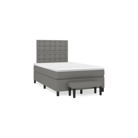 Sommier à lattes de lit avec matelas Gris foncé 120x200 Tissu (1/5)