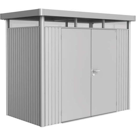 Casetta da Giardino in Metallo HIGHLINE 1 con Porta a Due Battenti Biohort Argento Metal