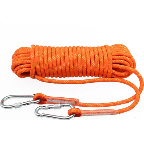Outdoor-Mehrzweckseil + Schnelltrocknendes Handtuch, D10mm, Nylonseil mit 2 Karabinern, Traggewicht 1200kg, Rettungsseil, Bergsteigen, Klettern, Camping
