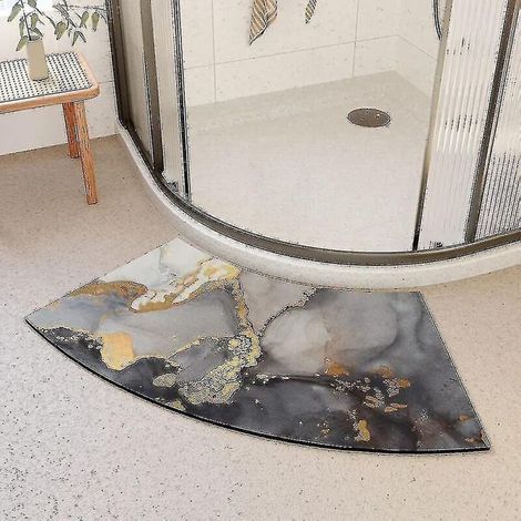 Tapis de douche d'angle Mott 50 à séchage rapide, antidérapant et incurvé, pour douche ronde. Tapis absorbant et doux pour salle de bain, confortable pour les pieds. Dimensions : 50 x 80 cm, rose. (1/5)