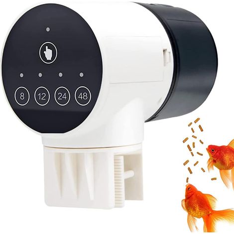 1 distributeur automatique de nourriture pour poissons, minuterie réglable (8/12/24/48 h), doseur ajustable, pour aquariums domestiques et professionnels (1/5)