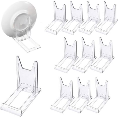 12 soportes de exhibición transparentes ajustables, soportes de plástico para platos, caballetes transparentes, soportes para libros para menús, publicidad, platos, fotos.