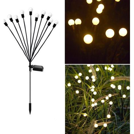 Lampes solaires d'extérieur, 2 pièces 10 LED, lumières lucioles solaires pour jardin, balcon, lumière solaire extérieure, décoration de jardin, étanche IP65 (1/5)
