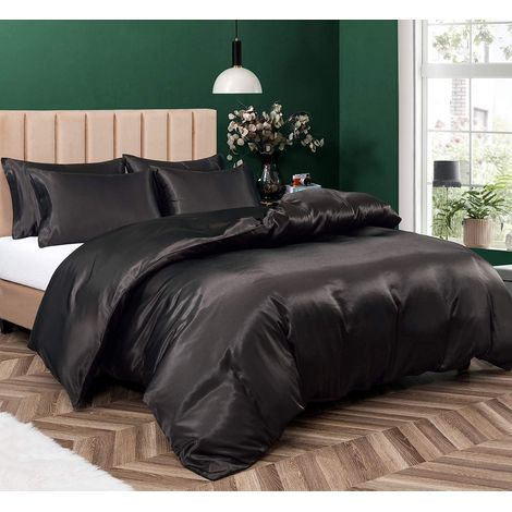 Parure de lit 5 pièces en Satin avec Housse de Couette et 4 taies d'oreiller pour lit Double/Grand lit (sans Couette) (1/5)
