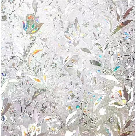 Fensterfolie – Dekorative PVC/PET-Sichtschutzfolie – Tulpenmuster – 45 cm x 4 cm – Weiß – 1 Stück (1/5)