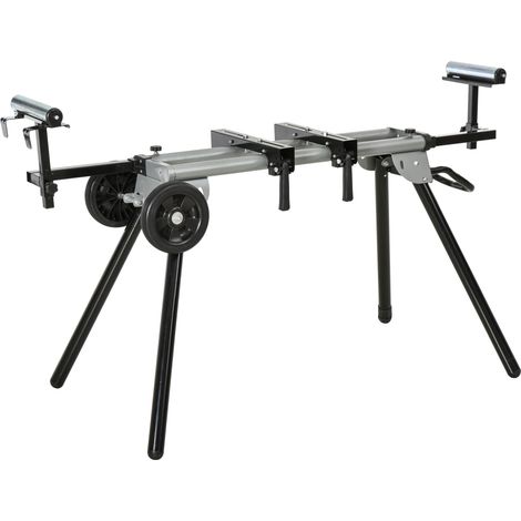 Support pour Scie à Onglet Pliable avec Roues Rallonge Extensible 123,5-245 cm Cadre en Acier Charge Max 150 kg (1/5)