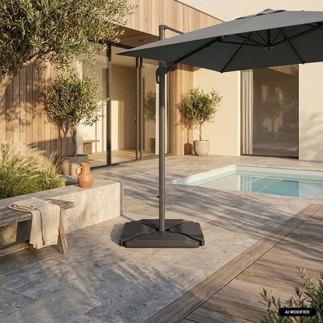sweeek - Pied triangle en plastique anthracite pour parasol - Baso (1/3)
