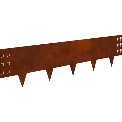 Lawn Edging 10 pcs 100 x 25 cm Steel Rusty vidaXL