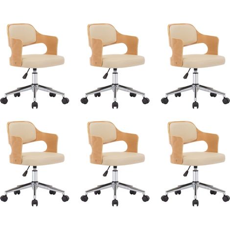 Maison Exclusive - Drehbare Esszimmerstühle 6 Stk. Creme Bugholz