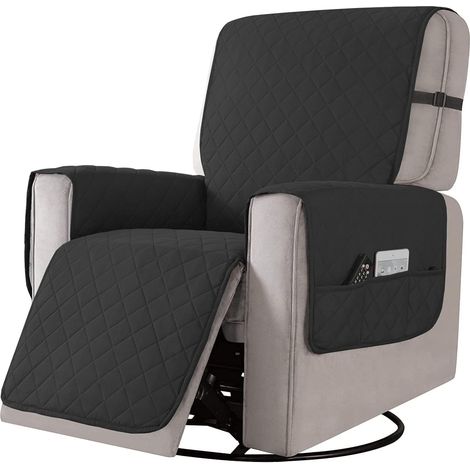 Housses de Fauteuil inclinable, Couverture Protecteur Canapé 1 Place Noir (1/5)