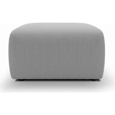 ELIO - Pouf en petit velours côtelé Gris clair 74x74x41 (1/5)