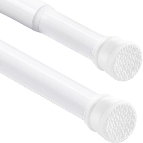 Tringle à Rideau sans Perçage Extensible 71-175CM, Barre Télescopique à Ressort en Acier et PVC, Antidérapante, Installation Sans Outils, pour Douche, Fenêtre et Porte (Blanc) (1/5)