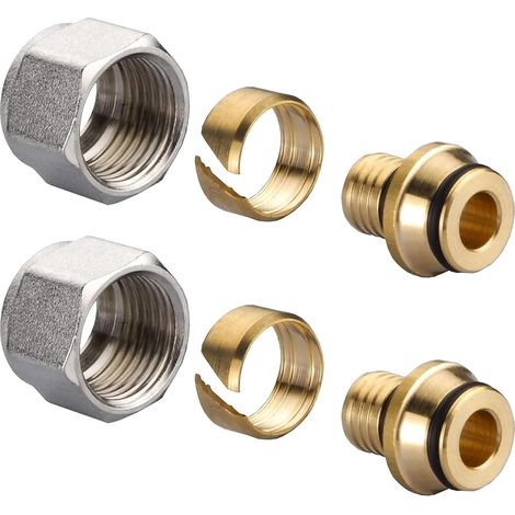 Lot de 2 Raccord per à Compression pour Tuyau Chauffant 16 x 2.2 mm, Raccords de Serrage pour Tuyau de Chauffage pour Collecteur Plancher et Chauffage au Sol 3/4'' (1/5)
