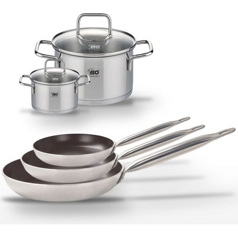 Lot de 3 Poêles 24/28/32 cm Elo Bistro Line et 2 Faitouts 12/20 cm (1/5)