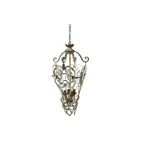 Araña de estilo clásico de metal blanqueado con accesorio