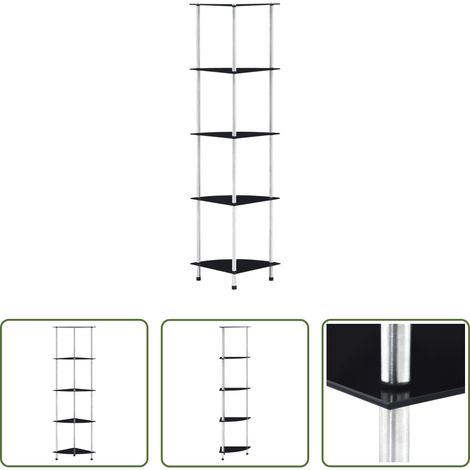 vidaXL Wohnzimmerregal - Regal mit 5 Ablagen Schwarz 30x30x130 cm Hartglas (1/5)