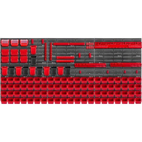 KADAX Werkstattwandregal, Wandplatten, 174 x 78 cm, Rot, 130 tlg.