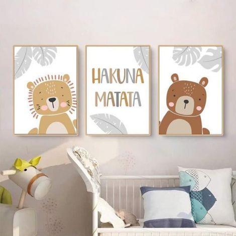 Lot de 3 posters muraux pour chambre d'enfant - Animaux de la forêt - Sans cadre photo - Pour chambre de bébé(30 x 40 cm) (1/4)