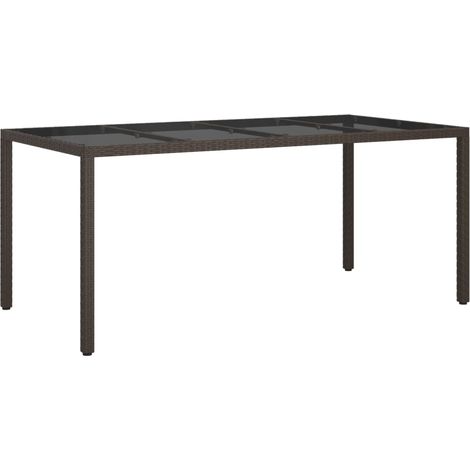 vidaXL Gartentisch Braun 190x90x75 cm Gehärtetes Glas und Poly Rattan (1/10)