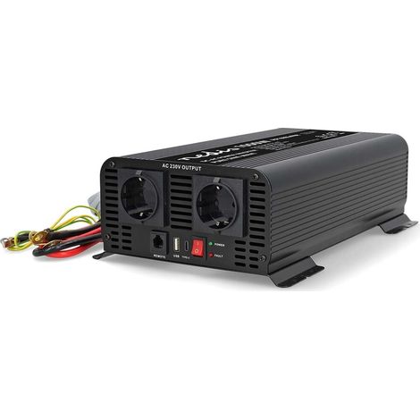 Power Inverter Pure Sine Wave Input voltage: 24 V DC Device power output connection(s): Type F (CEE 7/3) / USB-A / USB-C™ 230 V AC 50 Hz 1000 W Peak power output: 2000 W Screw Terminal P