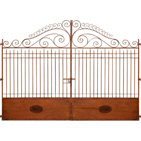Outdoor iron gate 400x245x7 cm Wrought iron gate with antique finish Unique piece outdoor garden gate (1/5)