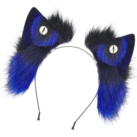Serre-tête confortable et extensible avec oreilles d'animal en fourrure pour jeu de rôle et Halloween, costume de loup (1/5)