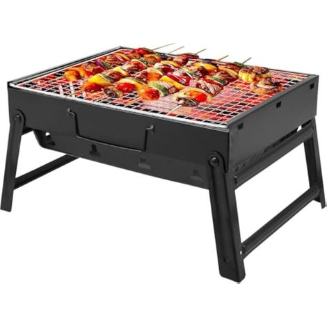 Barbecue à charbon de bois en acier inoxydable, pliable, mini grill de camping extérieur (1/5)