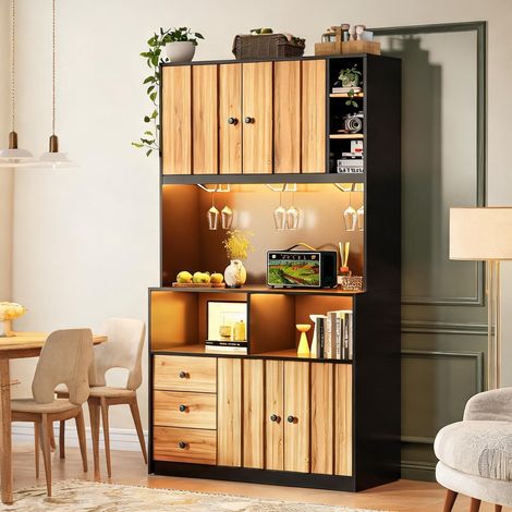 Buffet coloris noir Natural en MDF 100 x 40 x 180 cm (1/5)