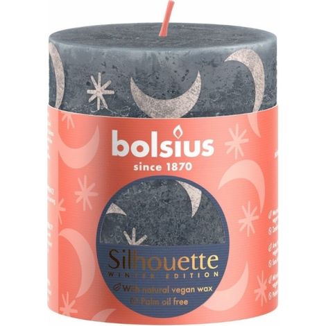 Bolsius Rustieke Stompkaars 8x6.8 cm Leisteenblauw Met Print