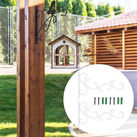 Lot de 2 crochets muraux en fer de style européen pour pots de fleurs, décoration de jardin (blanc) (1/5)
