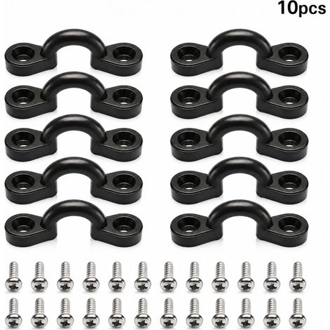 Lot de 10 Attaches Kayak Noires + 20 Vis, Fixation Solide pour Cordage et Pompe, Accessoire Universel Robuste et Pratique (1/5)