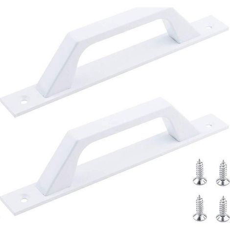 Set van 2 D-vormige deurklinken voor zwarte houten tuindeur 175 mm wit (1/5)