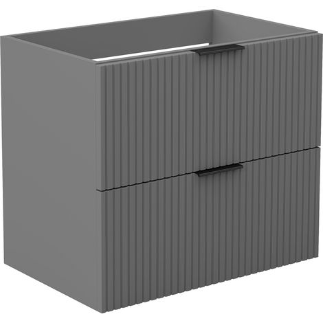 AICA Meuble de salle de bain suspendu 60 cm Anthracite + 2 tiroirs, avec Poignées - sans compter vasque