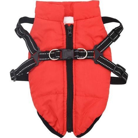 Veste rouge à motif chien, L36, polaire et polyester. (1/4)