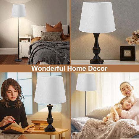 Abat-Jour Textile Petit pour Table et Lampe Sol - Conique Blanc - Fabrication Manuelle - Compatible E27/E14 - 16.5cm/21.5cm/16cm (1/5)