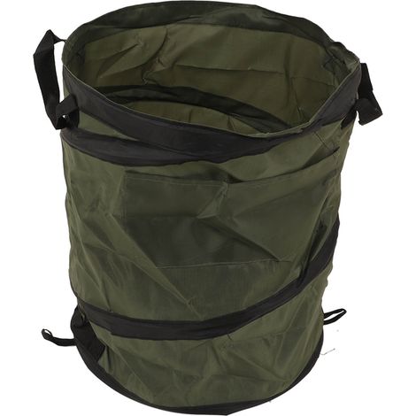 Poubelle de camping portable pliable pour voiture, verte, robuste, avec poignée inférieure, idéale pour les pique-niques. (1/5)
