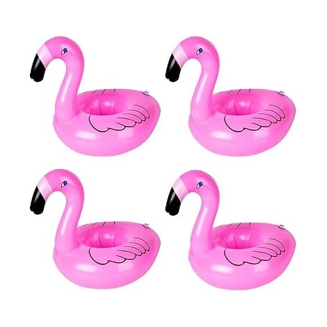 JSSEVN-4 Pièces Porte Gobelet Piscine,Accessoire Piscine,Flamant Rose Gonflable,Porte-Boissons Piscine Gonflable,Bar Flottant pour Piscine (1/5)