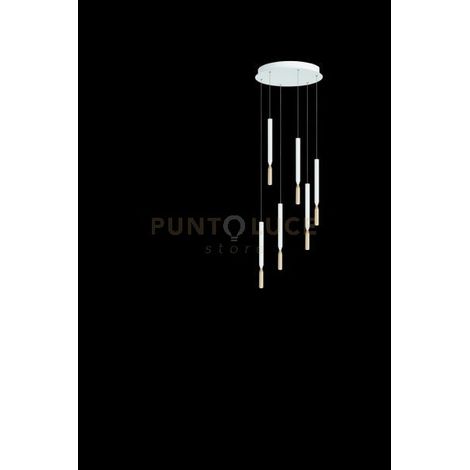 SOSPENSIONE MULTIPLA TUBIC 6 ORO E BIANCO LED 3000K 2900LM 42W DIMMERABILE