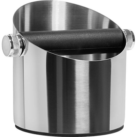 Contenitore per fondi di caffè con beccuccio angolato, pattumiera per il riciclo dei fondi di caffè espresso, adatta a bar e caffetterie, rimovibile, facile da pulire, realizzata in acciaio inox. (1/5)