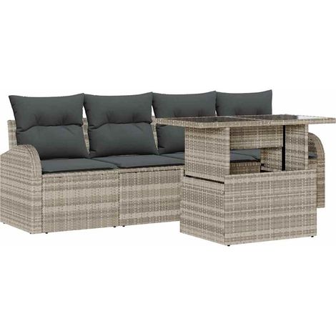 Maison Exclusive - Conjunto de sofá de jardín 5 pcs Gris Claro Ra