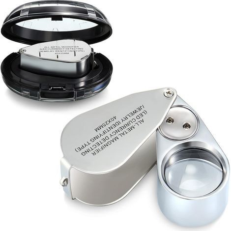 CSPARCV 40X beleuchtete Juwelierlupe für Metall, faltbare Taschenlupe mit LED-Licht zur Untersuchung von Schmuck und Münzen (1/5)