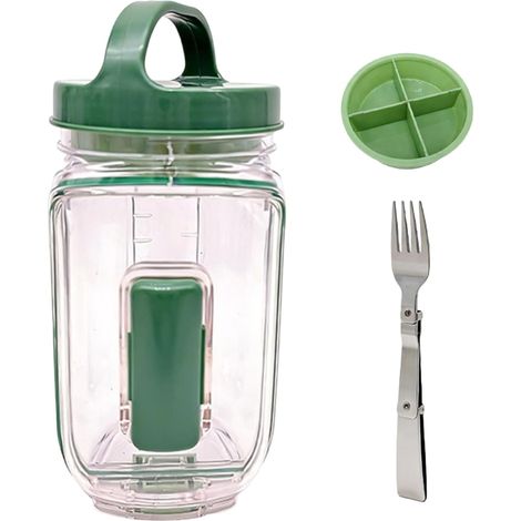 Insalatiera aperta, contenitore per insalata portatile con apertura laterale trasparente con tazza per condimento e forchetta, portapranzo riutilizzabile da 1000 ml per viaggi, ufficio, scuola (1/5)