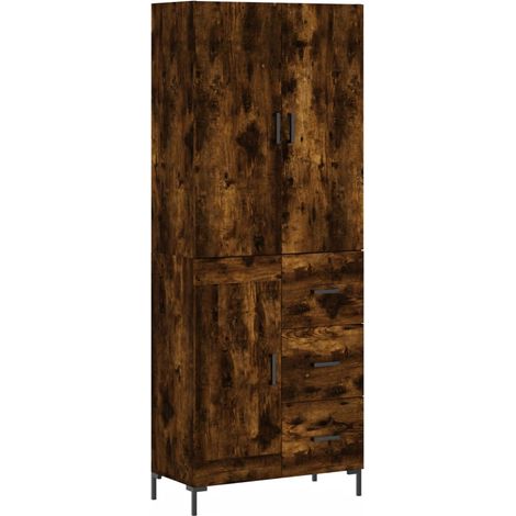 Buffet,Bahut,Meuble de Rangement haut Chêne fumé 69,5x34x180 cm Bois d'ingénierie CFW95479 (1/5)