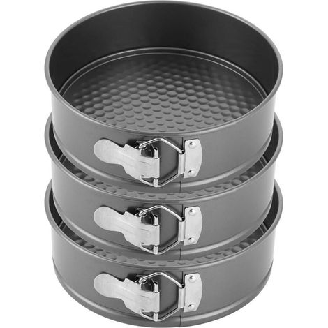 Moule à charnière rond 3 pièce -Antiadhésif Acier au carbone durable - Convient pour muffins, gâteaux et dessert-Facile à nettoyer (1/5)