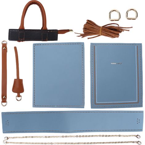 DIY Crochet Bag HandMade Fashionable Style Alloy Faux Leather Handbag for Craft Lovers(Blue ) (1/5)