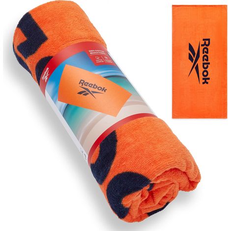 Reebok Positano Beach Towel Asciugamano Mare in Cotone Velour Grande per Adulti Asciugatura Rapida Morbido per Piscina Lettino e Vacanze Essenziali 70 x 140 cm Arena Orange (1/5)