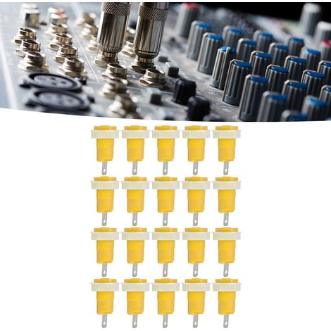 20 unités par paquet, prise banane 4 mm, bornier en cuivre, type de sécurité, bornier de mise à la terre soudable de type boucle, 402 1KV 32A, jaune. (1/5)