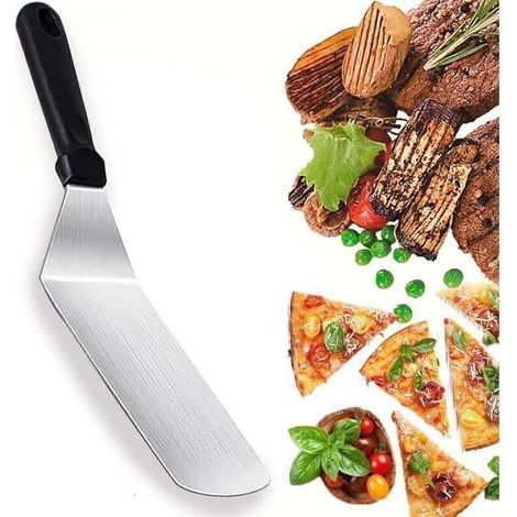 espátula angular para pasteles y repostería, de acero inoxidable, ideal para barbacoas, hamburguesas, panqueques y parrillas planas. (1/4)